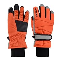 TRIWONDER Kids Ski Gloves Winter Snow Gloves Windproof Thermal Warm Fleece for Skiing, Snowboarding, Hiking with Adjustable Wrist Strap (Orange, S, 6-7 Years)
