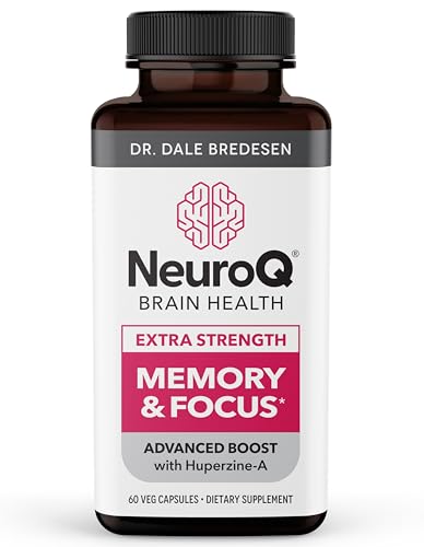 NeuroQ Memory & Focus Extra Strength - Boosts Cognitive Performance & Brain Function - Supports Neuroprotection & Concentration - Huperzine A Gotu Kola Ginkgo Coffee Fruit & Propolis - 60 Capsules