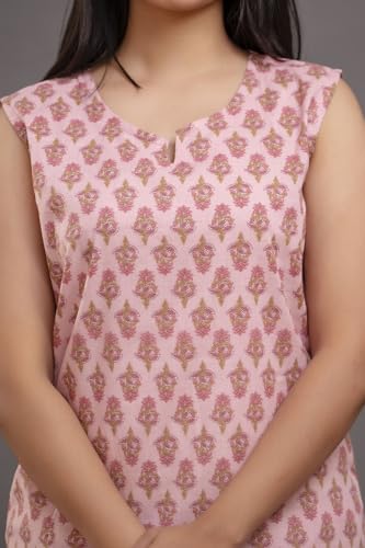Image of Women's Cotton Printed Night Suit Set of Top & Shorts Sleeveless Women's Lounge Wear Set