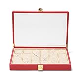 Woodtenジュエリーボックスネックレス収納ボックス24区画 大容量 ファッション ラグジュアリー（レッド）X06306