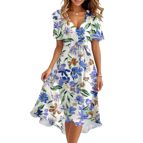 Spring Summer Chiffon Midi Dresses for Women 2025 Elegant Classy Wedding Guest Floral Formal Cocktail Prom Dress