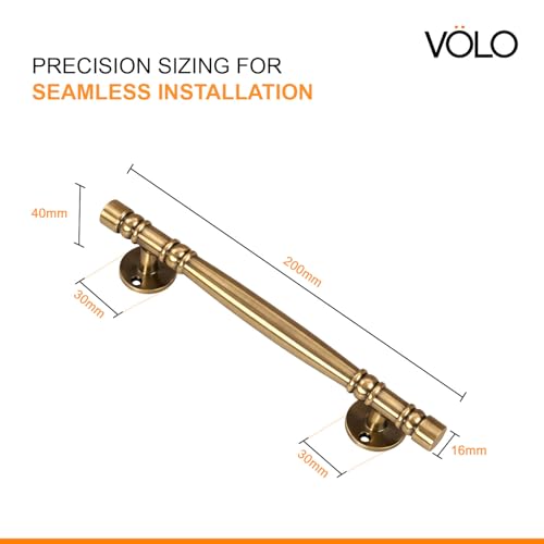 Image of VOLO Main Door Pull Push Handle | Premium Finish, Strong Grip Entrance Door Handle for Home Office Wooden Doors (Pack of 2 Pieces, Antique Brass, 8 Inch (200MM))