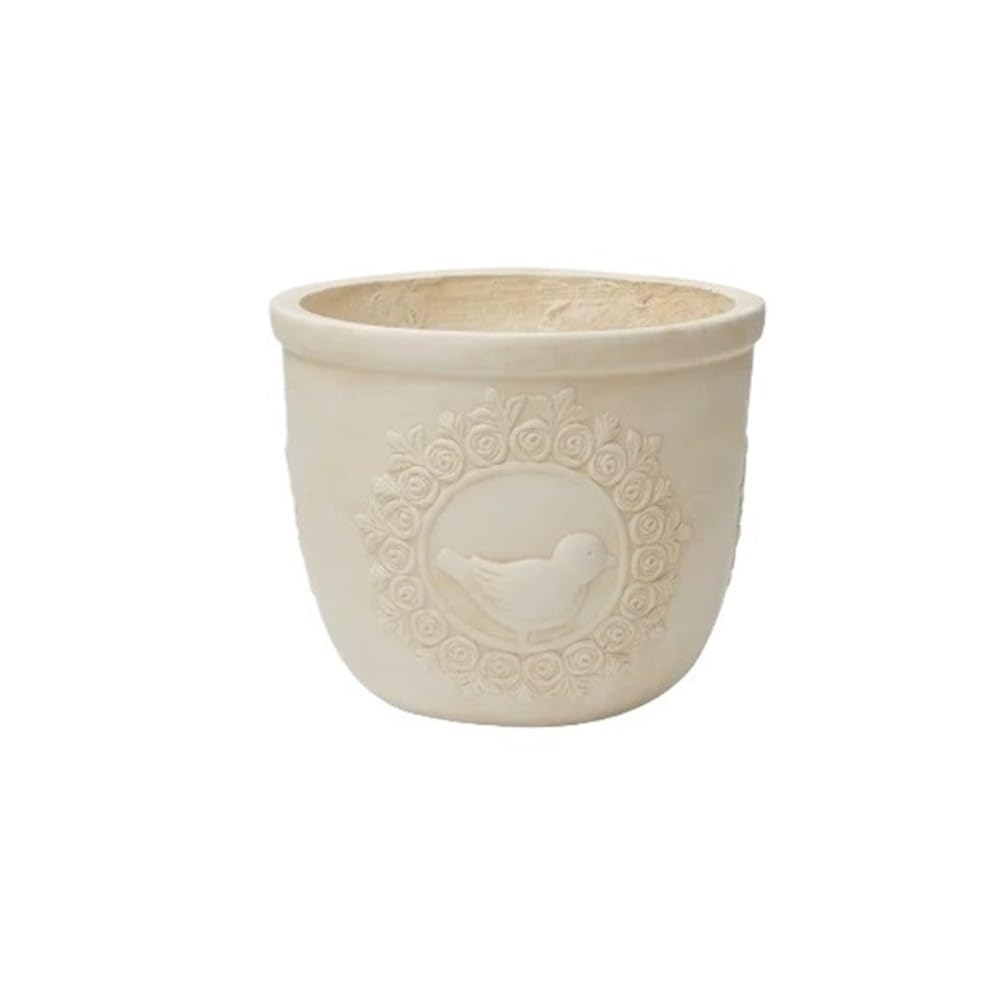 XBGfdySD Concrete Round Planter，Floor Standing Flowerpot Large Outdoor and Indoor Flower Pots, Circular Flower Pots with Drainage Holes(Large)