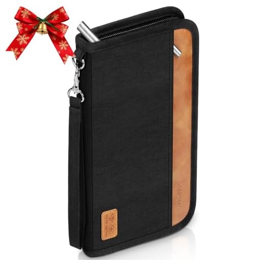 Looxmeer Reisepass Tasche Familie Reiseorganizer mit RFID-Blocker, Tragbare Reisepasshülle Ausweistasche für Damen und Herren, Schwarz