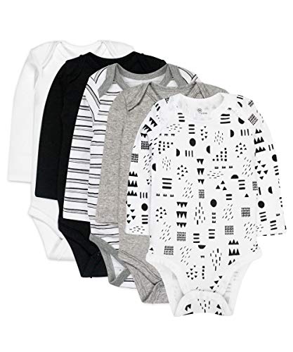 Image of HonestBaby baby-girls 5-pack Long Sleeve Bodysuits One Piece 100% Organic Cotton for Infant Baby Girls