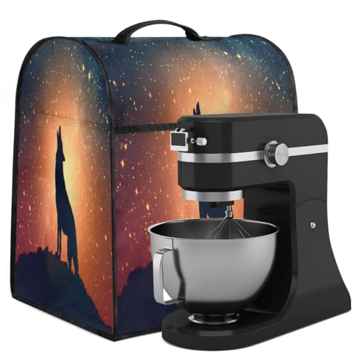 Coffee Maker Cover Starry Sky Wolf Silhouette Kitchen Appliance Covers Small Appliance Covers Blender Cover Juicer Cover Dust Covers for Kitchen Appliances with Top Handle and Pockets,Washable,C251