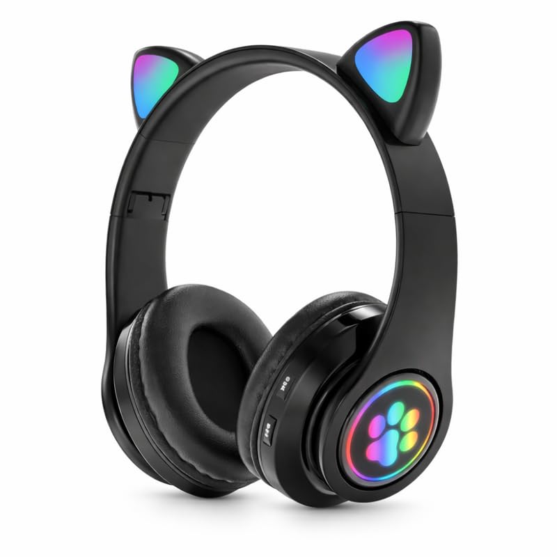 Drumstone 𝟏𝟓-𝐘𝐞𝐚𝐫 𝐋𝐨𝐧𝐠-𝐋𝐢𝐟𝐞 𝐖𝐚𝐫𝐫𝐚𝐧𝐭𝐲 Pro Girls Gaming Headphone with Cat Ears, Bluetooth 5.0 Wireless Headphones, RGB Rainbow Lights, Soft Cushions, Foldable Design for Travel-image-13