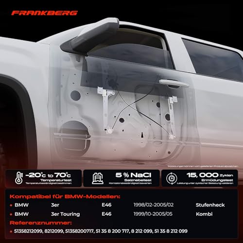 Frankberg Fensterheber Hinten Links Kompatibel mit 3er/3er Touring E46 Alle Motoren 1998-2005 51358212099