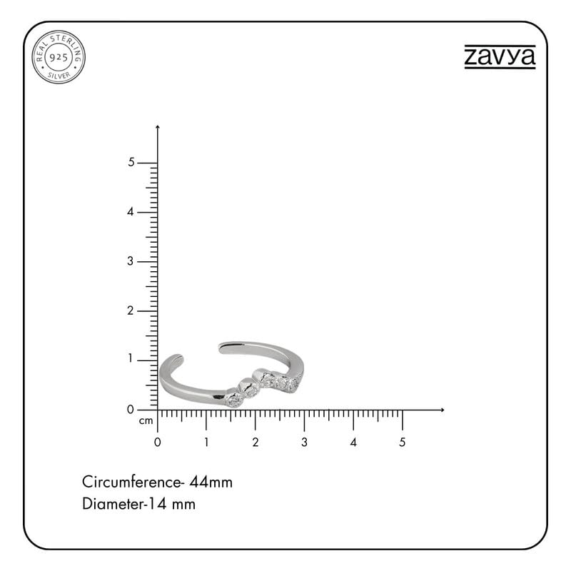 Image of ZAVYA 925 Sterling Silver Cubic Zirconia CZ Classy V Rhodium Plated Adjustable Pair Toe Ring for Women | Stylish Silver Jewellery | Gift for Women | With Certificate and 925 Hallmark