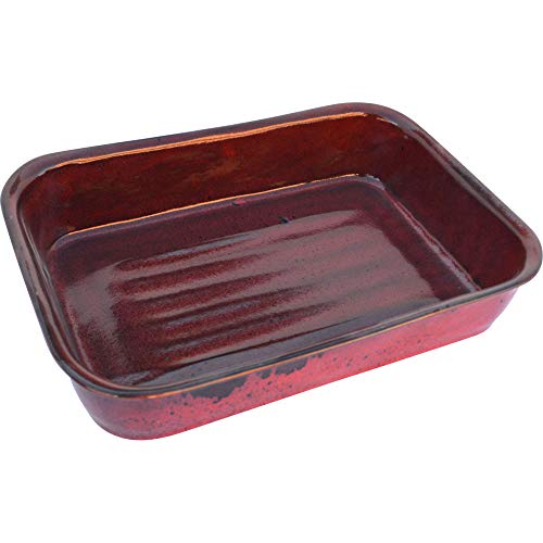 ALWAYS AZUL POTTERY Lasagna Pan in Real Red Glaze - Handmade Ceramic Pottery Bakeware - Traditional Versatile Pan for Delicious Recipes and Easy Cleanup - Baking Dish for Lasagna, Casseroles,and More