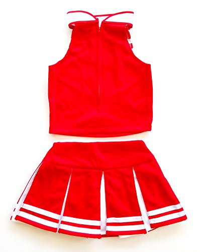 Total 2550 Little Girls' Cheerleader Cheerleading Outfit Uniform Costume Cosplay Red/White (S / 2-5) #TOP4
