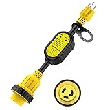 EyGde 30 Amp to 15 Amp 110V RV Adapter with Surge Protector, Patented 4200J 15 Amp Male to 30 Amp with Locking Connector, Circuit Analyzer Power Guard with Surge Protection 16.3' for Camper Trailer