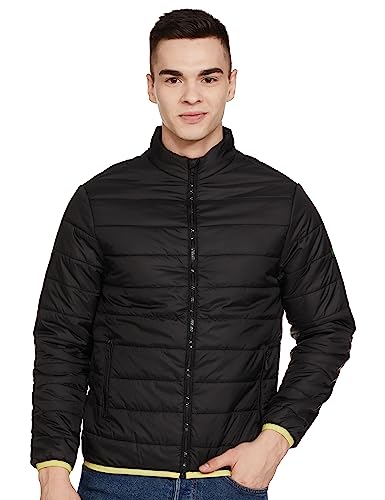 The Indian Garage Co Men Black Slim Fit Solid Puffer Jacket