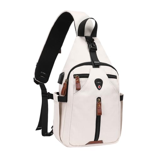 MOSISO Canvas Sling Backpack with USB Charging Port
