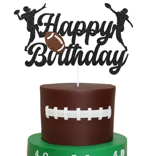 Hooqict Football Happy Birthday Cake Topper Football Cake Decorations Cupcake Topper for Kids Boys Men First Birthday Party Decorations Sport Theme Game Day Tailgate Party Supplies
