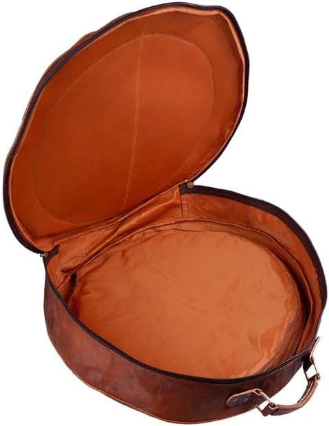 MaheTri Genuine Goat Leather Cymbal Carrying Case | Leather Cymbal Bag | Leather Accessories For Musicians | Gift For Drummers (22")