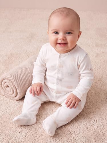 Image of 6 Pcs Clothing Gift Set with Box, 100% Cotton Soft & Breathable 6-Piece Layette Set with Bodysuit, Romper, Bib, Cap, Mittens & Swaddle, 0-12 Months, All-Season Wear