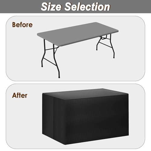 Fixwal Fitted Tablecloth Black Table Cloths for 4 Foot Rectangle Tables 4 Pack Table Cover for Folding Table Trade Show, Craft Show, Parties, Wedding, 48 x 24 Inch by Fixwal - Used condition - Image 4