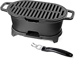 IronMaster Mini portatif BBQ Grill de charbon, 100% Fer à repasser, Durable, Barbecue Hibachi Grill, parfait pour le camping en plein air - Surface de grille 28 cm x 17 cm pour 1-2 personnes