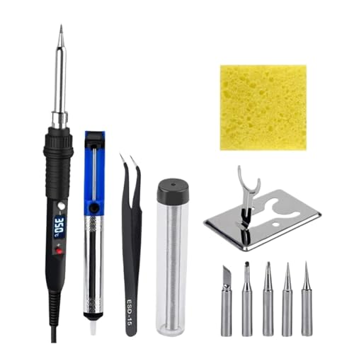 はんだごて セット 電気はんだごて 80W LCD デジタルディスプレイ 温度調節可能 はんだごてキット はんだ付けリワークツール DIYや修理に多目的に使える(Black KIT3)