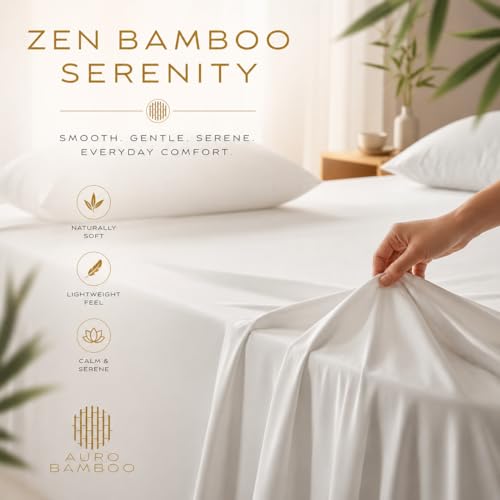 White is Luxury — 100% Viscose from Bamboo Bed Sheets, Cooling Sheets for Hot Sleepers, Silky Soft & Breathable Bedding, Deep Pocket Fitted Sheet with Corner Straps, Hotel Collection. by AURO BAMBOO - Image 9