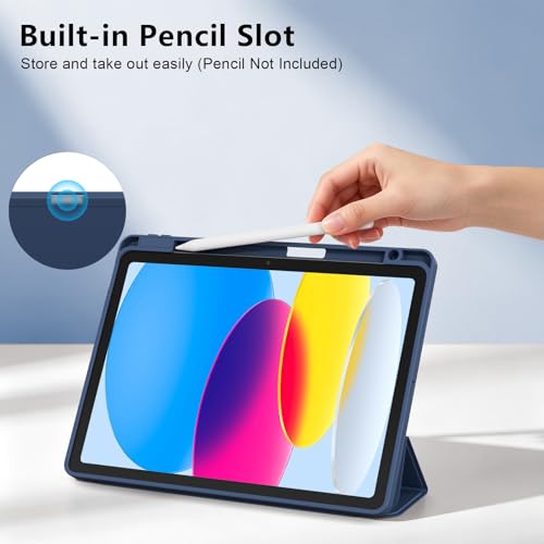 Image of RAYMCRAFT for iPad (A16) 11th Generation Case 11 Inch 2025, for iPad 10th Generation Case 10.9 Inch 2022, Slim Stand Protective Cover with Pencil Holder, Steel Blue