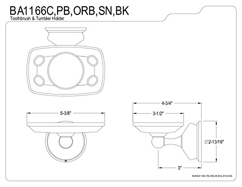 Kingston Brass Ba1166Sn Vintage Toothbrush And Tumbler Holder, Brushed Nickel,5-1/4-Inch Length, 2-3/4-Inch Wall Clearance #TOP1