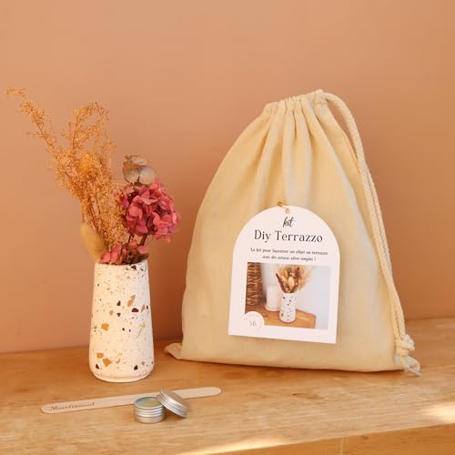 Miartisanat Kit DIY Terrazzo en Jesmonite – Vase décoratif à créer soi-même | Résine écologique AC100 | Idée cadeau créative | Guide pas à pas inclus - Terrazzo Automne
