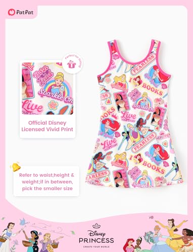 Image of Disney Stitch Princess Frozen Elsa Minnie Mouse Girls Tank Dress Sleeveless A-Line Sundress Summer Beach Clothes 2-9 Years