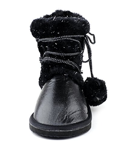 NYFASHION101 Stylish Girls Little Kid Dangling Pom Metallic Winter Boots4