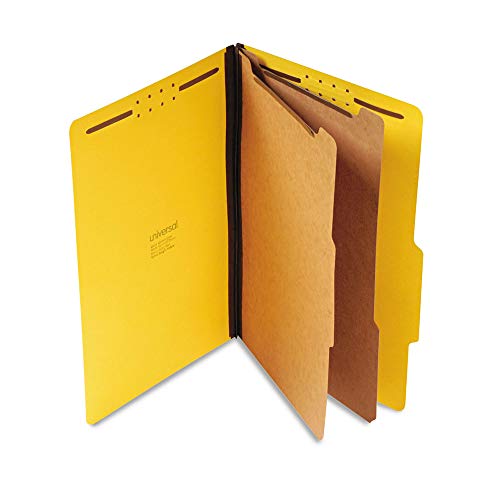 Universal Unv10314 Pressboard Classification Folders, Legal, Six-Section, Yellow (10/Box) #TOP19