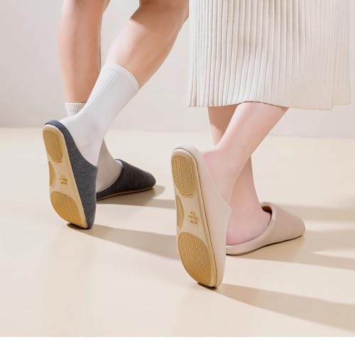 XUEMML Cotton Linen Slippers For Old Men， Japanese Non-slip Elderly Cotton Slippers, Maternity Soft Bottom Household Noiseless Indoor Home Shoes2