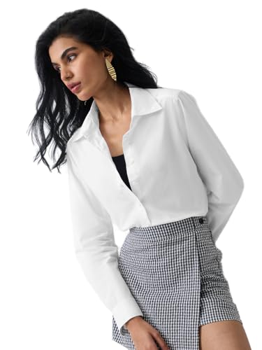 Chemise blanche femme fluide en coton respirant parfaite pour le bureau et le quotidien