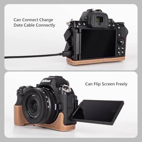 Funda Protectora para Cámara Nikon Z50 II en Cuero PU Khaki miniatura 4