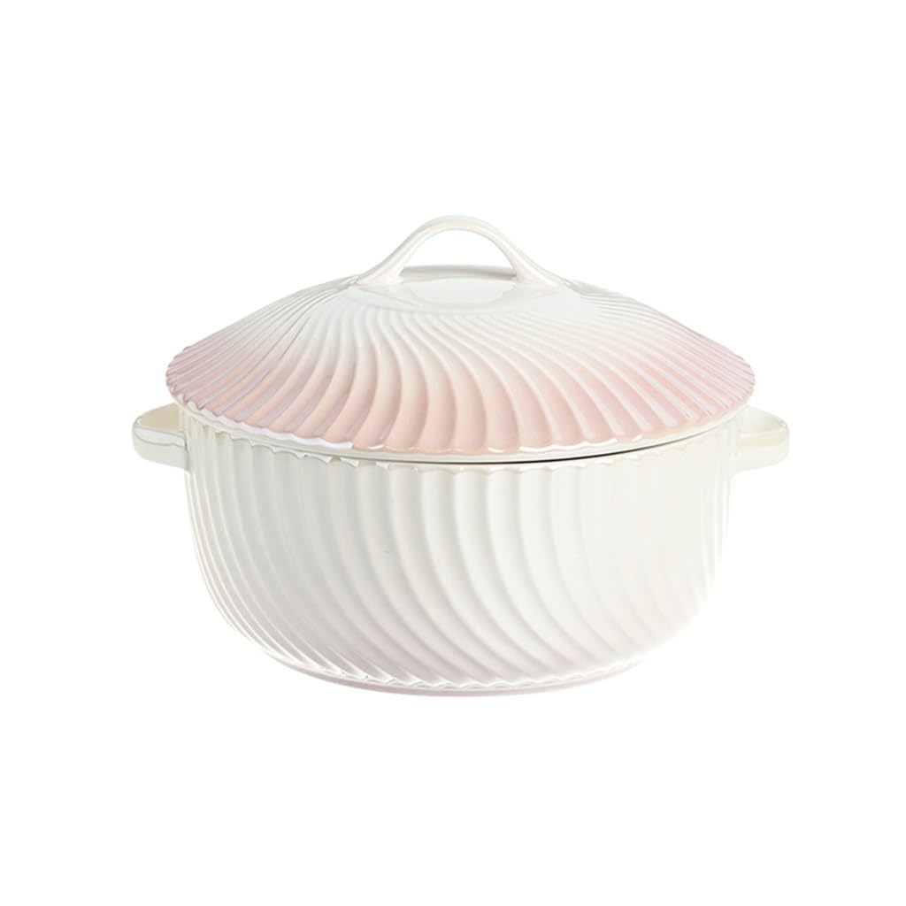 Tazones de Sopa Grandes Tazón de sopa de cerámica de dos orejas de 8 pulgadas con tapa, vajilla for el hogar, tazón de sopa grande, tazón de fideos instantáneos, tazón de sopa de cocina Tazones de Chi
