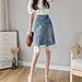 kakarin choyx Women's High Waist Vintage Denim Skirt A-Line Lace Double Layer Splicing Y2K Casual Fashion Jean Midi Skirt L Blue
