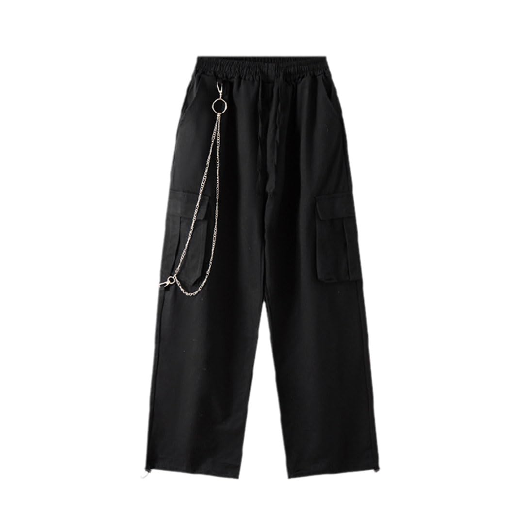 Vogrtcc Pantalones Rectos De Carga Al Aire Libre De Cintura Alta para Hombres Pantalones Casuales con Múltiples Bolsillos De Cintura Elástica