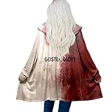 Women's Bloody Halloween Hooded Cardigan Scary Open Front Horror Costume Blood Splatter Letter Print Cosplay Outerwear