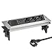 Elbe Inno Multipresa a scomparsa da incasso, prese da incasso a scomparsa con 3 prese Standard Tedesco, Presa multipla da incasso con 2 USB, in acciaio inox per tavolo, scrivania EL4703UM