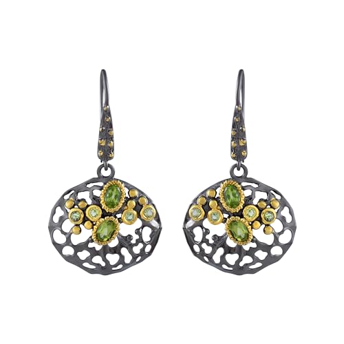 Péridot naturel boucles d'oreilles pendantes en argent 925 fait main
