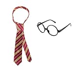 Ustar Striped Tie with Novelty Glasses Frame for Cosplay Costumes Accessories for Halloween Christmas and Thanksgiving Gift