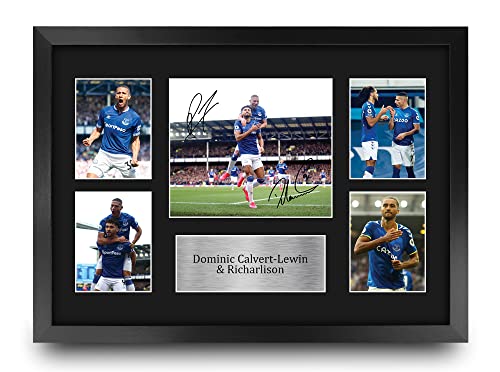 Everton cadeau photo autographe Calvert-Lewin Richarlison A3