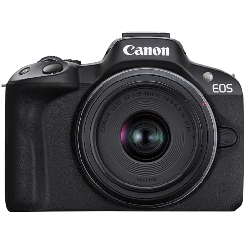 Image of Canon EOS R50 Mirrorless Camera Kit - APS-C RF Camera with 18-45mm Lens, 4K Video, Dual Pixel AF II & Vari-Angle Touchscreen (5811C012) + Shoulder Bag + 64GB Memory Card