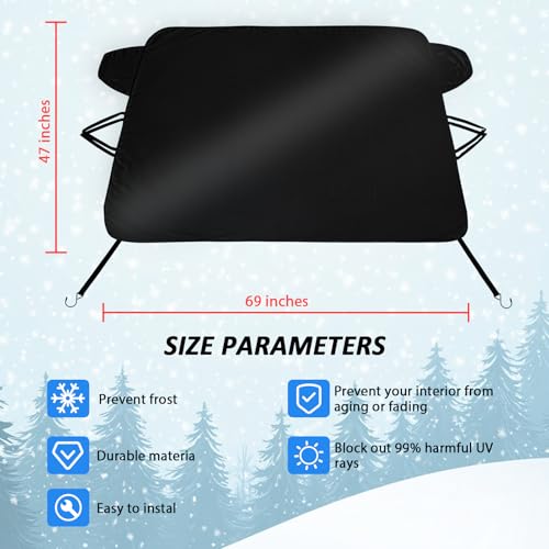 Image of Windshield Cover for Ice and Snow for 2019-2026 Honda Passport Sport,EX-L Touring, 2-Layer Oxford Fabric Winter Frost Hail Protector,Windproof Windshield Ice Removal Shield(69 inchx47 inch)