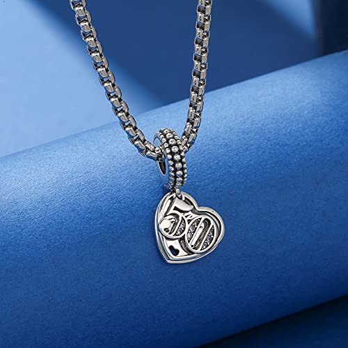 Image of ARTCHARM 16 18 21 30 40 50 60 Meaningful Number Charm 925 Sterling Silver Cubic Zirconia Bead Gift for Happy Birthday Anniversary Mother's Day