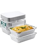 NEEBAKE 50 Pack 8x6 Disposable Aluminum Pans with Lids Aluminum-Foil-Pans-Tin-Foil-Baking-Pans-Tin-Trays-Food-To-Go-Containers-for-Meal-Prep-Cooking-Roasting-Heating-Takeout