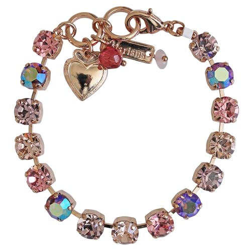 Mariana Rose Goldtone Classic Tennis Crystal Bracelet, Flamingo Pink Purple Iridescent 4252 319rg