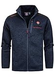 Zipper Pocket on Chest Geographical Norway Herren Fleece Jacke Contrast Shoulder Sweater Ches Logo Embro 2 Zipped Pockets, Navy, Gr:XXL