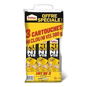 Colle De Fixation Extra Forte Pattex Ni Clou Ni Vis - Lot De 3 Cartouches 380g
