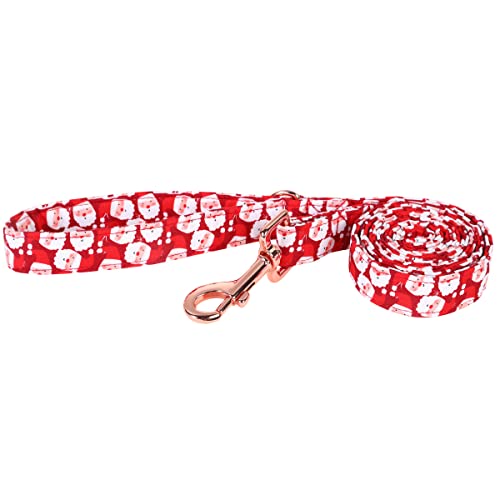 DOGWONG Christmas Dog Leash - Red Santa Claus Soft Durable Adjustable Cotton Puppy Leash for Small to Large Dogs